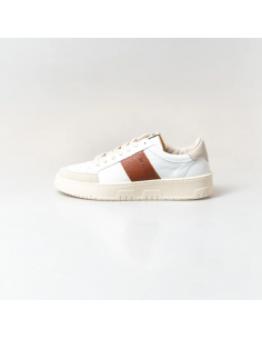 Sneakers Bianco e Cuoio -...