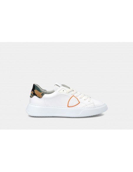 Philippe Model Sneakers temple veau blanc orange - Barbera Moda