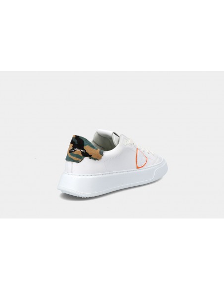 Philippe Model Sneakers temple veau blanc orange - Barbera Moda