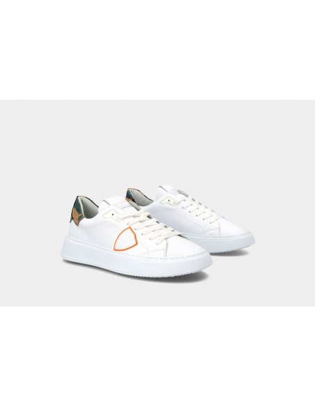 Philippe Model Sneakers temple veau blanc orange - Barbera Moda