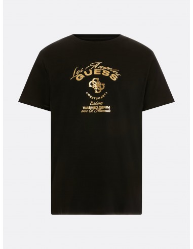 T-shirt con logo metallizzato nero -...